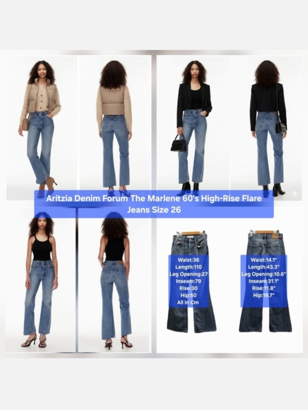 Denim Forum The Marlene 60's High-Rise Flare Jeans Size 26